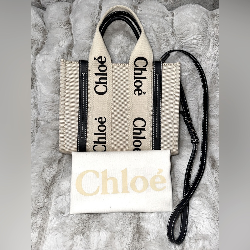 Authentic Chloe Woody Small Tote Bag with Strap